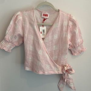 Solid and Striped Pink Gingham Willow Wrap Top